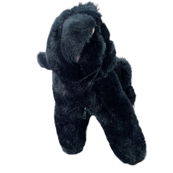 Black Cat Plush Green Eyes Plush Korea Zipper Pocket Vtg 1983 World of Smile - Picture 5 of 10